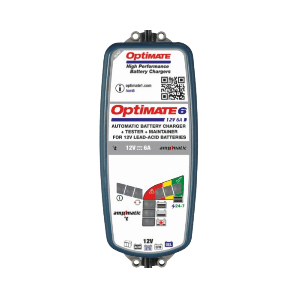 OptiMATE 6 - Ampmatic SILVER series: 9-step 12V 6A sealed battery saving charger & maintainer