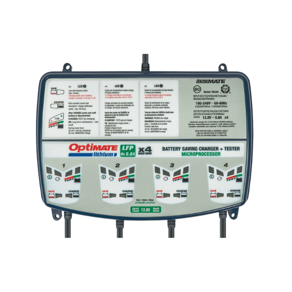 OptiMate Lithium 4s 0.8A Quad Bank LITHIUM series: 8-step 12.8V 0.8A sealed battery saving charger & maintainer x4